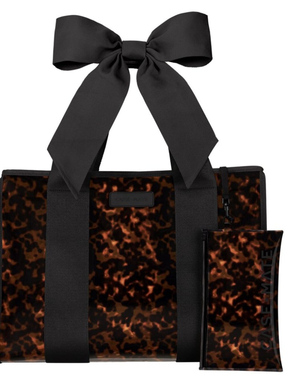 Case-Mate Black Bow Tortoise Shell Jelly Tote Bag Waterproof Beach Gym NWT